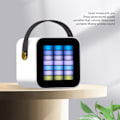 Miniatyrbillede 6 af 7: Mini Karaoke Maskine Sæt RGB Pickup Lys Digital Behandlings Chip Håndholdt Bærbar Bluetooth Højttaler med Mikrofon White
