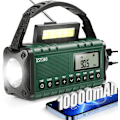 Miniatyrbild 1 av 6: Nödradio, NOAA Vädervarning, Solhandvev AM/FM Radio för Överlevnad, 10000MAH Uppladdningsbart Batteridriven Radio, Klocka SOS Alarm & Ficklampa Green