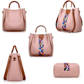 Miniatyrbillede 2 af 4: Dames håndtaske sæt 4 i 1 blød PU læder top håndtaske, tote taske, skuldertasker crossbody taske pung pung sæt Brown