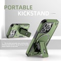 Miniatyrbild 2 av 7: Magnetiskt iPhone-fodral med stativ, kompatibelt med MagSafe, robust inbyggt stativ, militärklassat fallskydd stötsäkert för iPhone Green iPhone 15 Plus