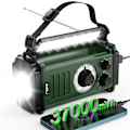 Miniatyrbillede 1 af 7: Nødradio, Solradio, 37000mWh håndsvingradio, NOAA AM FM vejrradio, 5 opladningsmetoder, polymerbatteri, lommelygte & læselampe, SOS-alarm Green