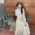 Miniatyrbillede 4 af 8: Prikket Chiffon Kjole Temperament Fritid Ferie(XL)