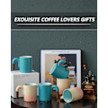 Miniatyrbillede 6 af 8: Vintage Kaffekrus - 414 ml Latte Kop med Træhåndtag til Cappuccino Latte Art Drikkevarer Elegant Keramisk Te- og Kaffekrus Sød Idé Blue