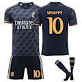 Miniatyrbilde 1 av 2: 23-24 Real Madrid borte nr. 10 Mbappe barn voksen fotballdrakt trening uniform sett No.10 Mbappe L