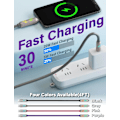 Miniatyrbild 6 av 7: 240W 4-i-1 USB-C-kabel, Multiladdare med Andningsljus, PD 5A Multi Snabbladdning & Datasympkronisering Silikon Kompatibel med iPhone Samsung Laptop Grey 1.5m