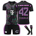 Miniatyrbillede 1 af 2: 23-24 Bayern Away Fodboldtrøje Børns fodboldsæt No.42 Musiala S