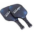 Pikkukuva 4 / 10: 2 kpl pickleball-mailaa Kestävä hiili PE Mukava ote Kevyt Pickleball-setti 4 pallolla Ulkoilukotiin Musta ja sininen