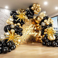 Miniatyrbillede 1 af 8: Sort og guld ballonbue guirlande sæt, 5 10 12 18 tommer sort guld konfetti latex balloner til 2024 dimission dekorationer jubilæum fødselsdagsfest