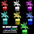 Miniatyrbild 2 av 7: 3D Unicorn Nattlampa för Flickors Rum, 3-Mönster och Timing
