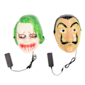 Miniatyrbillede 1 af 10: 2 stk. LED ansigtsmaske 3 lystilstande El sikker behagelig lysende Halloween ansigtsmaske til fest