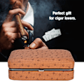 Miniatyrbild 7 av 8: Strutsläder Bärbar Resa Utomhus Humidor Väska Cigarrhållare Förvaringslåda Magnetiskt Spänne