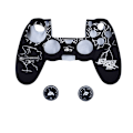 Miniatyrbilde 1 av 2: PS4-kontrollerskinn, silikonkontrollerdekselbeskytter kompatibel med /PS4 Slim/PS4 Pro-kontroller (tommelgrep x 2)