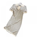 Miniatyrbillede 1 af 4: triped Print V-hals T-shirt Kjole (Abrikos One Size Fits All)