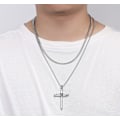 Pikkukuva 4 / 5: Ristiriipus miehille Ristiriipus VOIMAA Raamatun jae Ruostumattomasta teräksestä valmistettu kaulakoru Layered Silver Cross