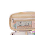 Miniatyrbillede 2 af 10: Blyantspose Stor Kapacitet Farve Splidning Dobbelt Lagt Enkel Stil Lynlås Design Penneholder Taske til Studerende Lilla