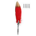Miniatyrbillede 1 af 9: Europæisk Retro Fjer Dip Pen Legering Nibs Kalligrafi Skrivepen Gave (Rød)