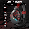 Pikkukuva 3 / 7: G08 Dual Langaton Pelikuuloke Mikrofonilla PS5:lle, PS4:lle, PC:lle, Mobiilille, Tabletille: 2.4Ghz Langaton + 5.3 Bluetooth - Kevyt - RGB-Valo - Punainen Red