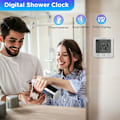 Miniatyrbild 3 av 7: Duschklocka Vattentät, Digital Klocka Timer Klocka med Alarm, Badrumsklocka med Sugkopp, Temperatur Fuktighetsdisplay, 3 Monteringsmetoder White