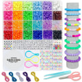 Miniatyrbillede 1 af 7: 1000PCS Armbånd Fremstillingssæt, Venskabssmykker Halskæde Armbåndssæt 24 Farver 9mm Pony Perler til Armbånd Fremstilling Perler, Bogstav Perle til Smykkefremstilling