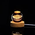 Miniatyrbild 9 av 9: 3D Galaxy Kristallkula Nattlampa, LED Solsystem Kristallkula Nattlampa med Träbas, Måne Planet Kristallkula Lampa för Pojkar Flickor Familj Solar System