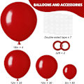 Miniatyrbild 2 av 7: 129 st Ruby Red Ballonger Olika Storlekar 18 12 10 5 Tum för Girlangbåge, Premium Röda Latexballonger för Födelsedag Bröllop Alla Hjärtans Dag Jul Ruby Red