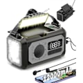 Pikkukuva 1 / 7: 12000mAh Käsikäyttöinen Hätäradio, AM/FM/NOAA, Monitoiminen Aurinkoenergialla Toimiva Radio, 2 Aurinkopaneelia, USB-Lataus, Taskulamppu & LED-Lukuvalo, SOS-Hälytin Grey