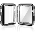 Pikkukuva 1 / 5: [2-pakkia] 38 mm:n Apple Watch -kotelo näytönsuojalla, kokonaisvaltainen suojakotelo TPU HD Ultra-ohut kansi (1 musta + 1 läpinäkyvä)