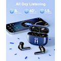 Pikkukuva 5 / 6: Langattomat nappikuulokkeet Bluetooth-kuulokkeet, 40 tunnin toistoaika Stereo IPX5 vedenpitävät nappikuulokkeet, LED-virranäyttö Langattomat nappikuulokkeet mikrofonilla Blue