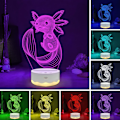 Miniatyrbild 8 av 8: Axolotl Nattlampa, 3D Illusionslampa med Fjärrkontroll + Touch 16 Färger Blinkande Växlande + Timer Skrivbordslampor Barnrumsdekoration Bästa Festivalfödelsedagspresenter