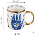 Miniatyrbillede 2 af 7: Ondt Øje Keramik Kaffekrus 35 cl Perfekt til Cappuccino Latte Te Øl Varme og kolde drikke, Kaffekopper til hjem og kontor, Opvask Palm