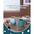 Miniatyrbillede 3 af 7: Vintage Kaffekrus - 414 ml Latte Kop med Træhåndtag til Cappuccino Latte Art Drikkevarer Elegant Keramisk Te- og Kaffekrus Sød Idé Blue and White