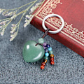 Miniatyrbilde 2 av 6: Naturlig krystallhjerte edelsten nøkkelring 7 chakra helbredende stein nøkkelring sjarm for kvinner Green Aventurine