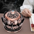 Miniatyrbillede 9 af 10: Kobber Røgelse Brænder Retro Lotus Styling med Låg Brandhæmmende Bomuld Indendørs Hjemmekontor Ornament