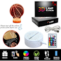 Miniatyrbilde 5 av 7: Basketball nattlys, 3D LED illusjonslampe med fjernkontroll