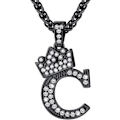 Miniatyrbillede 1 af 7: Krone Initial A-Z Halskæde, Iced Out Bogstav Vedhæng med 22-24 Tommer Kæde, Mænd Kvinder Bling Hip Hop Alfabet Navn Smykker Gave Store Initialer Halskæder C Black