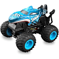 Pikkukuva 1 / 7: Kauko-ohjattava auto, 2,4 GHz:n kauko-ohjattava monster truck, RC-autot 2 akkua 60 minuuttia+, RC-temppuauton lelut valolla ja äänellä, sisä- ja ulkokäyttöön lapsille ja aikuisille Blue