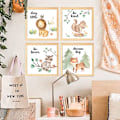 Miniatyrbild 1 av 4: Babyrum Dekoration Cartoon Djur Bilder - 4 Pack Tema Barnkammare Väggkonst Dekaler för Pojkar Flickor Barn Barnrum