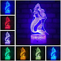 Miniatyrbilde 2 av 8: Havfrue 3D Lampe Nattelys for Barn med Smart Berøring & Fjernkontroll 7 Farger + 16 Farger Skiftende Dimbar Havfruegaver