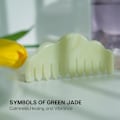 Pikkukuva 5 / 7: Luonnon jade-kampa pään hierojalle, päänahan hierontakampa ja Gua Sha -kaavintatyökalu, meridiaanien hierontatyökalu pään hoitoon ja rentoutumiseen (Premium Serpent Green