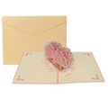 Miniatyrbild 1 av 10: Cherry Card 3D Pappersromantisk Gratulationskort för Bröllopsdag Alla hjärtans dag med Kuvert Rosa