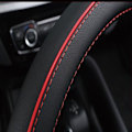 Miniatyrbild 3 av 5: Bil Rattkåpa, Universal 15 Tum Passform, Mjukt Läder, Andningsbar Anti-Slip Black&Red