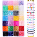 Miniatyrbilde 1 av 7: Perleperler til smykkefremstilling 28 farger, 1680 stk flerfargede perler til armbånd, halskjeder, ørepynt, runde perleperler sett DIY håndverk gaver f