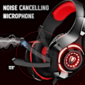 Miniatyrbild 3 av 6: Gamingheadset för PS4 PS5 Xbox One Switch PC med brusreducerande mikrofon, djup basstereoljud (svart röd)-1 Black Red