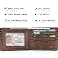 Miniatyrbilde 3 av 7: Lommebok for menn - Ekte skinn RFID-blokkerende bifold stilig lommebok med 2 ID-vindu Galaxy Coffee