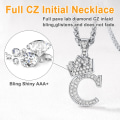 Miniatyrbillede 5 af 7: Krone Initial A-Z Halskæde, Iced Out Bogstav Vedhæng med 22-24 Tommer Kæde, Mænd Kvinder Bling Hip Hop Alfabet Navn Smykker Gave Store Initialer Halskæder C Silver