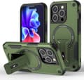 Magnetisk iPhone-etui med stativ, kompatibel med MagSafe, robust innebygd støtte, militærgradert fallbeskyttelse støtsikker for iPhone Green iPhone 13 Pro