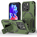 Miniatyrbild 1 av 7: Magnetiskt iPhone-fodral med stativ, kompatibelt med MagSafe, robust inbyggt stativ, militärklassat fallskydd stötsäkert för iPhone Green iPhone 12  Pro
