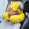 Miniatyrbillede 6 af 7: Memory Foam Dyre Rejsepude, Komfortabel Nakkepude med Sød Øjenmaske Let Rejsepude til Fly, Bil, Tog, Bus og Hjemmebrug Tiger