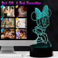 Miniatyrbilde 2 av 6: Minnie Mus & Musse Musse Fee 3D LED Nattelys Mickey Venn Figur USB Berøring Fjernkontroll 16 Farger 4 Moduser Auto-Endring Gutterom Dekor Barn Soverom Nattbord Lava