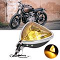 Miniatyrbild 10 av 11: 12V 55W Retro Motorcykelstrålkastare Triangulär Gul Lins Ljusstark Huvudlampa för Motorcykel ATV